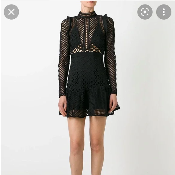 Self-Portrait | Dresses | Self Portrait Black Mini Dress Size 6 | Poshmark